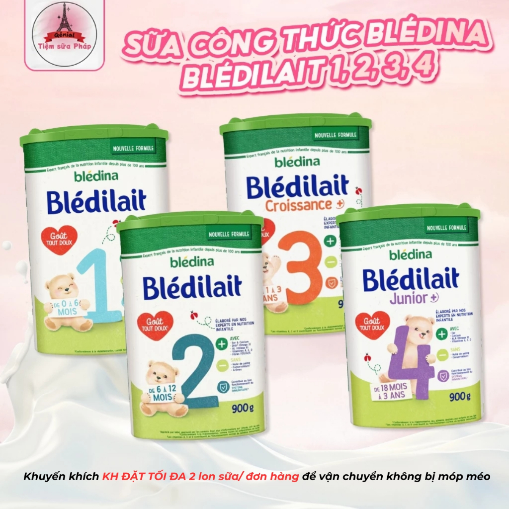 [Có Tem Phụ]Sữa Công Thức Pháp Bledilait Đủ Số Cho Bé Đến 3 Tuổi, Sữa Mát Đủ Chất Cần Thiết Hộp 900g