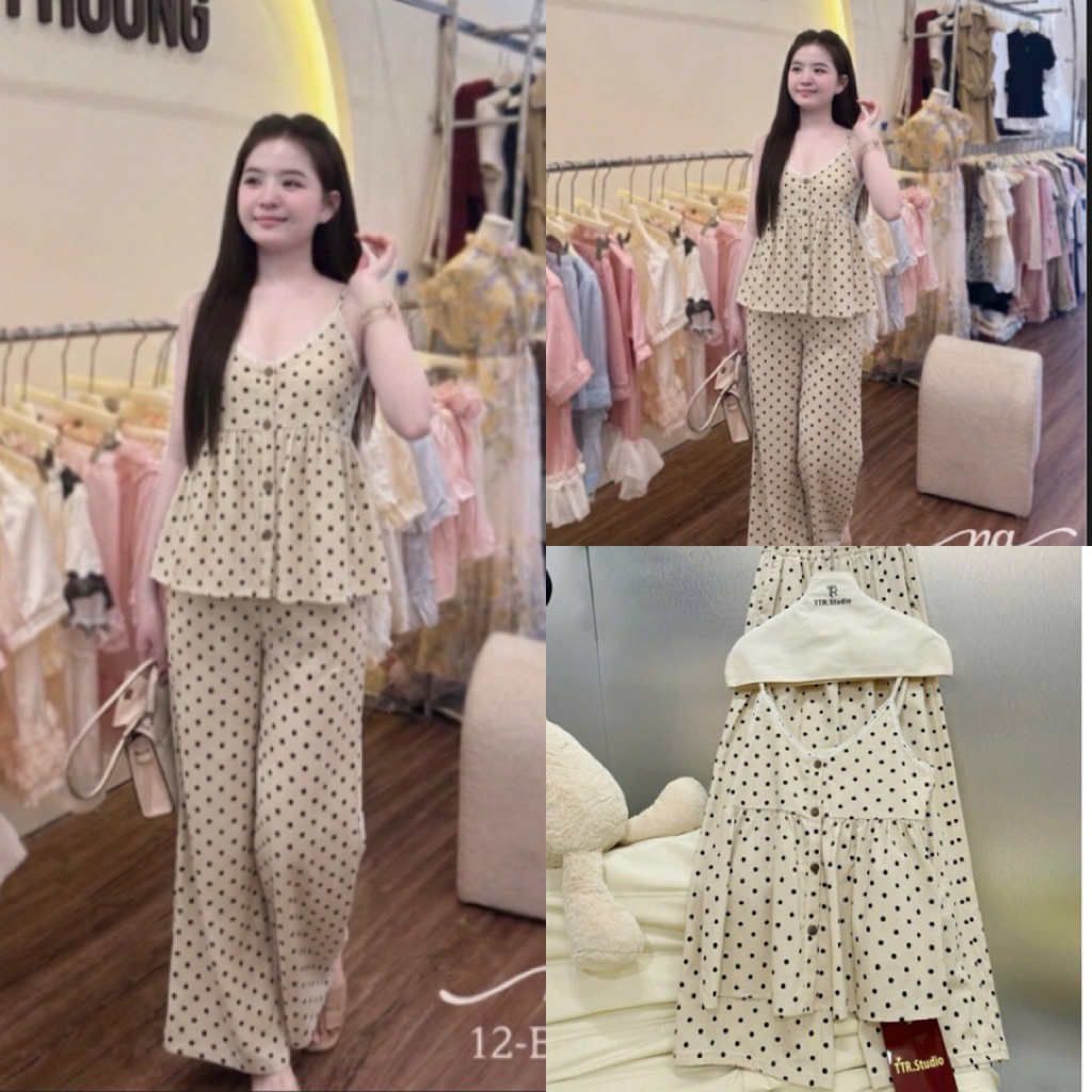 Set Bộ Nữ , Set Bộ 2 Dây Viền Mí Ren Cúc Nẹp Hot