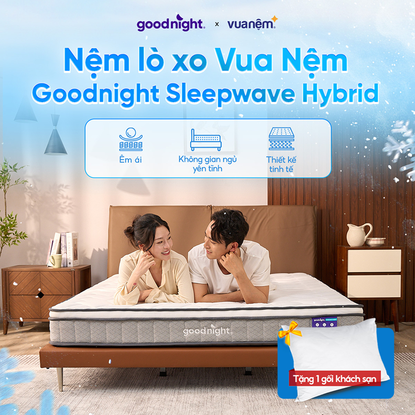 [SĂN GỐI TẠI LIVE] Nệm Lò Xo Vua Nệm Goodnight Sleep Wave Hybrid 20cm, Đệm Lò Xo Khách Sạn, Nệm hè | BigBuy360 - bigbuy360.vn