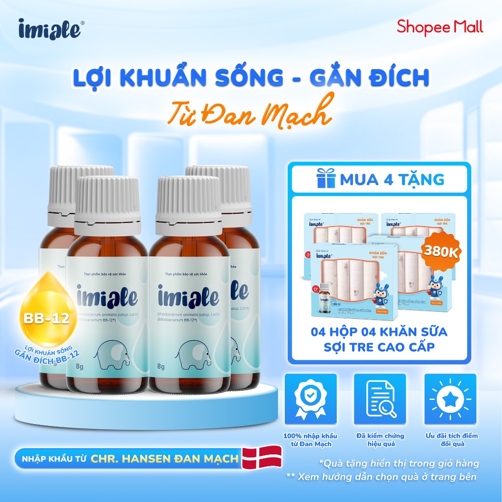 [Combo] 4 lọ Imiale - Lợi khuẩn sống, gắn đích từ Đan Mạch cải thiện tiêu hóa & tăng cường đề kháng