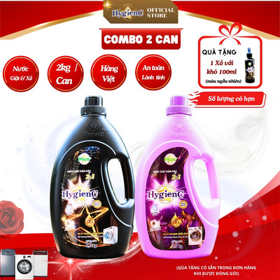 [Combo 2 can V3] Nước giặt đậm đặc HygienC Plus+ công nghệ 2 trong 1 - Khối lượng 2Kg - thái CB2C2