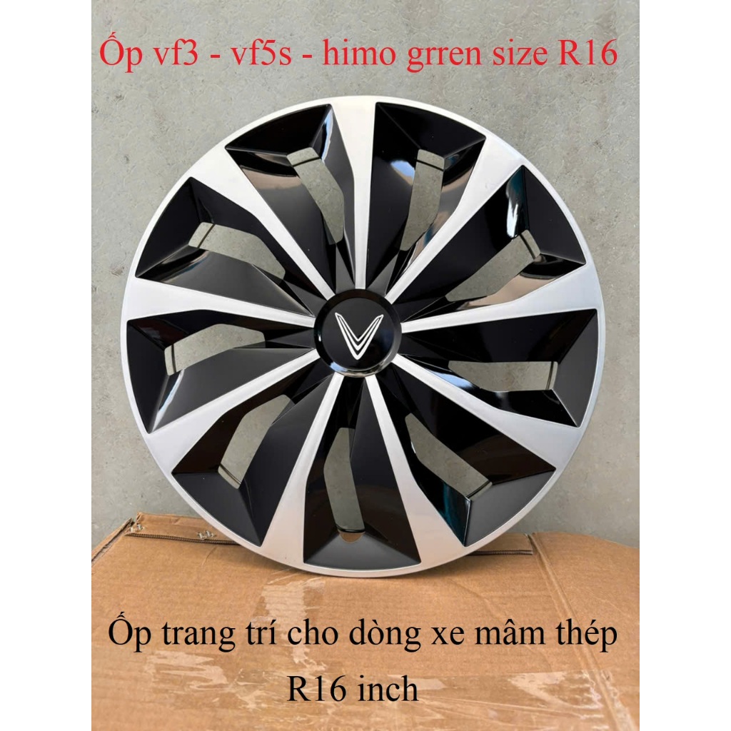 Ốp mâm VF3  và VF5s - ốp trang trí chụp mâm xe ô tô vành sắt - lazang R16 inch - ốp vf3 + vf5  cỡ lố