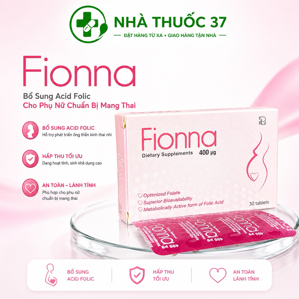 [CHÍNH HÃNG] Fionna (5- MTHF) - Bổ Sung Folate, Tổng Hợp Acid Amin, Tạo Máu, Tăng Sức Đề Kháng