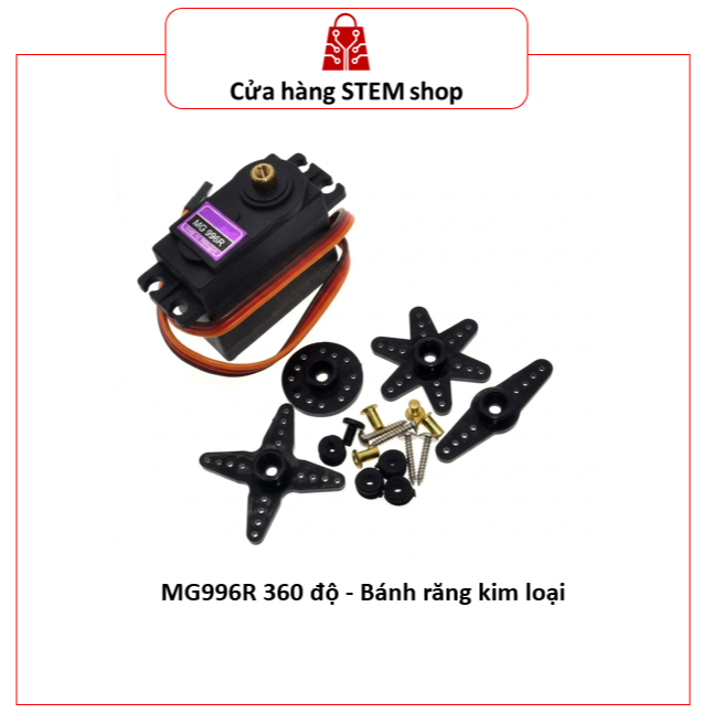 [Rẻ vô địch] Động Cơ Servo MG996R 360 Độ Quay Liên Tục - Servo Bánh Răng Kim Loại Lực Kéo Cao Cho Ro
