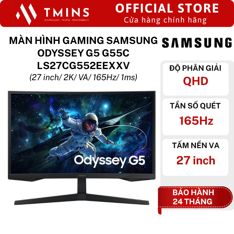 Màn Hình Gaming SAMSUNG Odyssey G5 G55C LS27CG552EEXXV, LS32CG552EEXXV (27-32inch/2K/VA/165Hz/1ms)