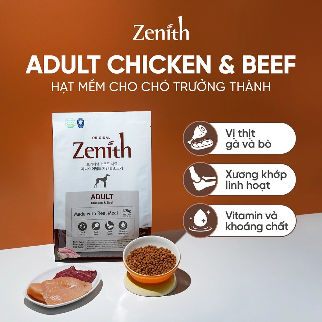 [Bịch 3kg - Phiên bản mới] Thức Ăn Hạt Mềm Zenith Original Cho Chó Zenith Dog 3Kg  cho Chó Trưởng Thành, Chó con