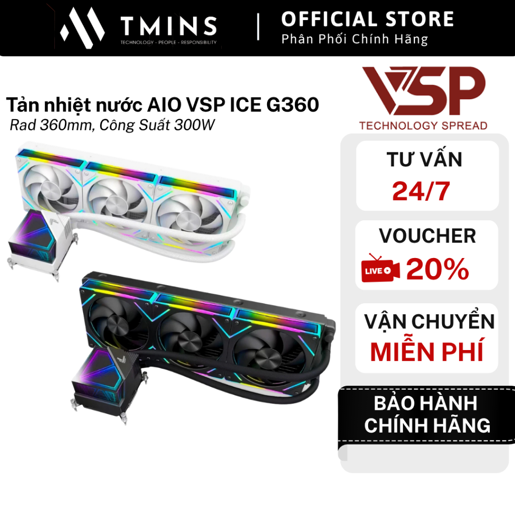Tản nhiệt nước AIO VSP ICE G360 | Rad 360mm, Công Suất 300W - Hàng Chính Hãng