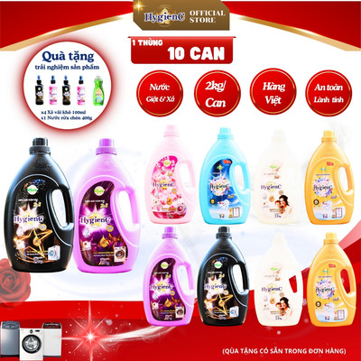 [1 Thùng V3] Combo 10 Can nước giặt đậm đặc HygienC Plus+ - Khối lượng 2Kg - CB10C