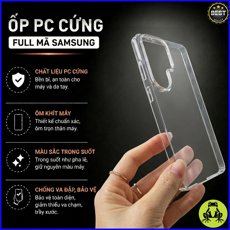 Ốp lưng trong suốt cứng Acrylic Samsung S22, Samsung S22+, Samsung S22 Ultra ... hạn chế ố ôm khít