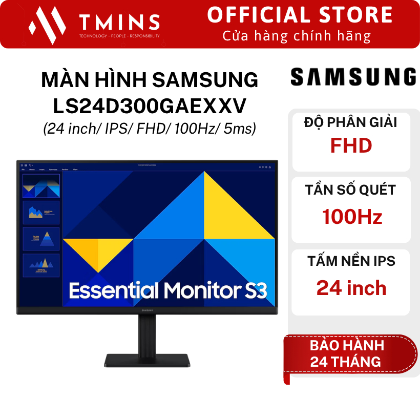 Màn Hình Samsung LS24D300GAEXXV, LS27D300GAEXXV (24-27 inch/ IPS/ FHD/ 100Hz/ 5ms) - Hàng chính hãng