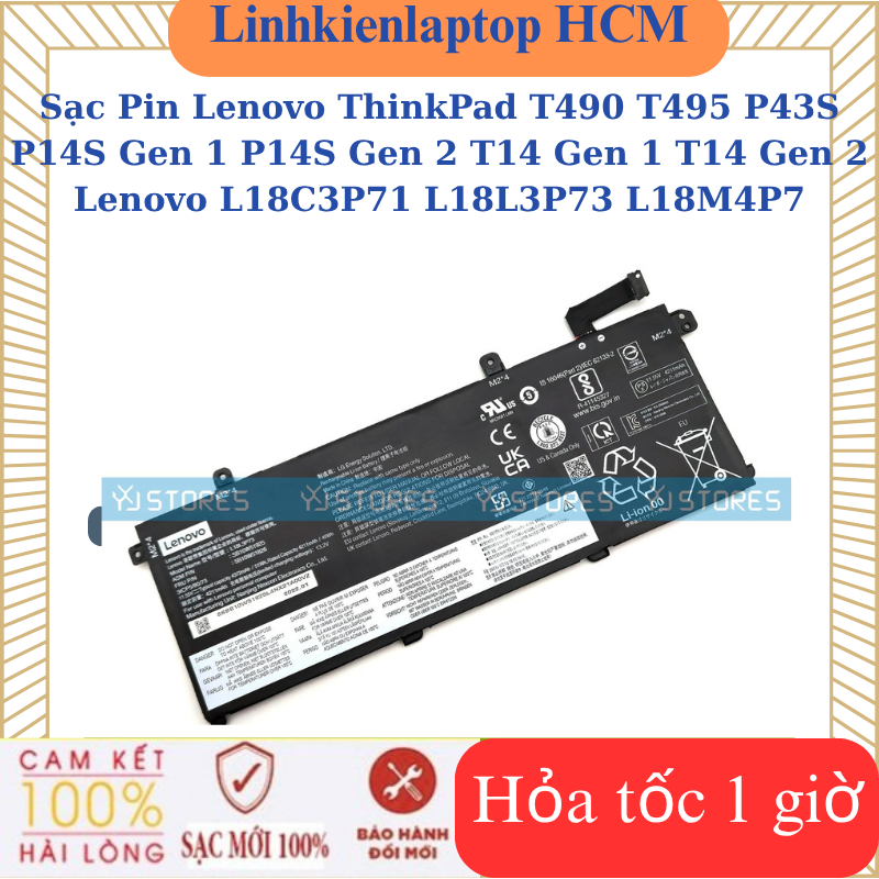 Sạc Pin Lenovo ThinkPad T490 T495 P43S P14S Gen 1 P14S Gen 2 T14 Gen 1 T14 Gen 2  pin Lenovo L18C3P7