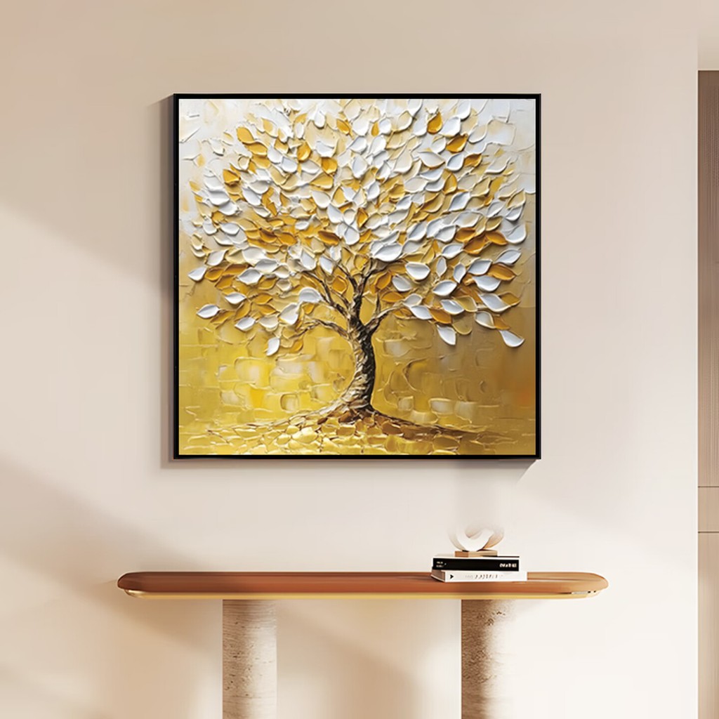 Tranh Canvas Tranh Cây Kim Tiền May Mắn - Phong Cách Hiện Đại Trừu Tượng Cho Phòng Khách Phòng Ngủ D
