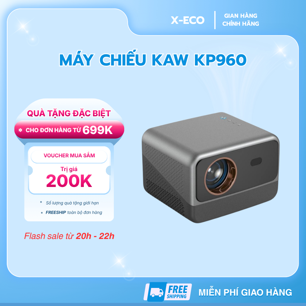 Máy Chiếu Mini KAW KP960 Hỗ Trợ 4K, Độ Sáng Cao, Hệ Điều Hành Androi 10 Bảo Hành 12 Tháng