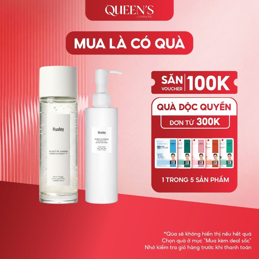Combo Làm Sạch & Cấp Ẩm Sâu HUXLEY Cleansing Gel 200ml & Huxley Toner Extract It 120ml