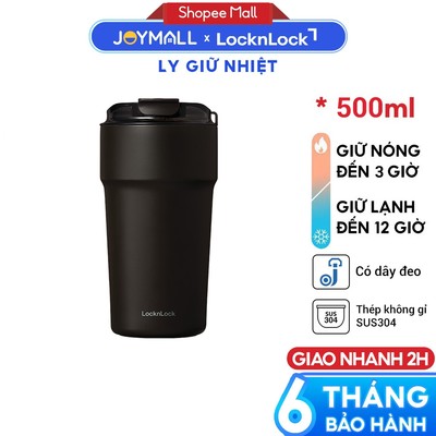 Ly Giữ Nhiệt LocknLock LHC4357BLK 500ml Màu Đen Cafe Tumbler, Hàng Chính Hãng, Thép Phủ Sứ - JoyMall