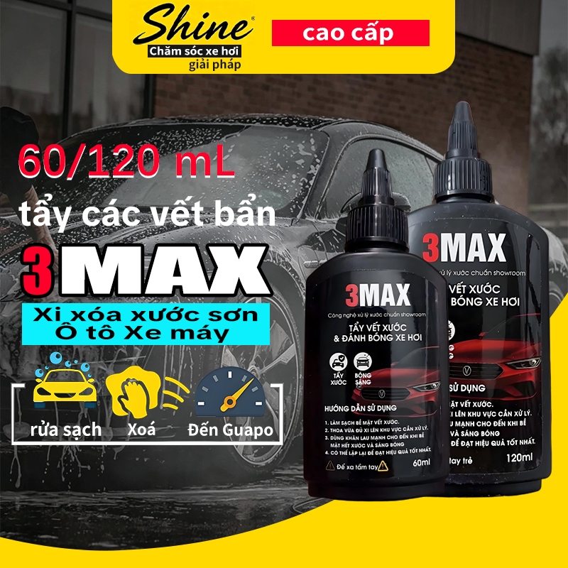 60ML 120ML Xi xóa xước sơn Ô tô Xe máy 3Max, Tẩy các vết bẩn, Ố sơn xe