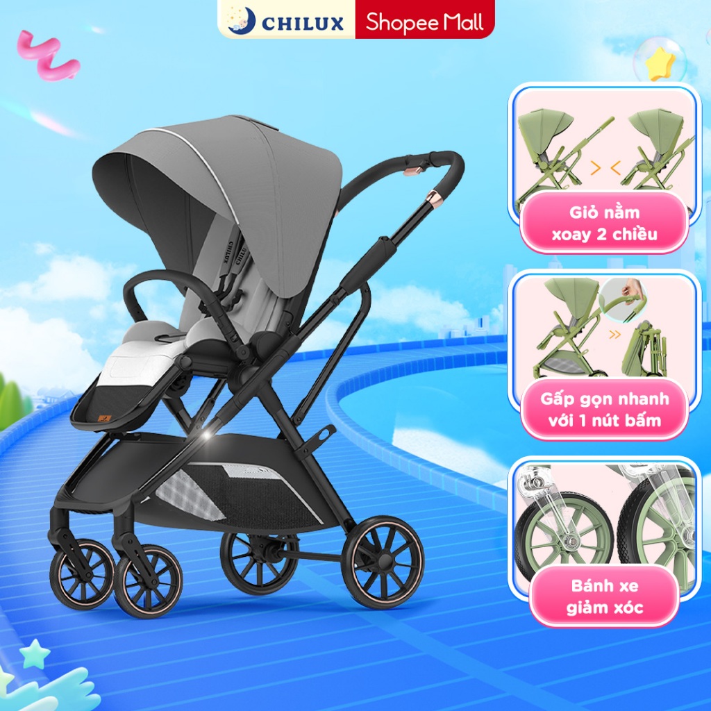 Xe đẩy gấp gọn Chilux M07 - Xoay 2 chiều giỏ nằm tiện lợi, gấp gọn nhanh chóng