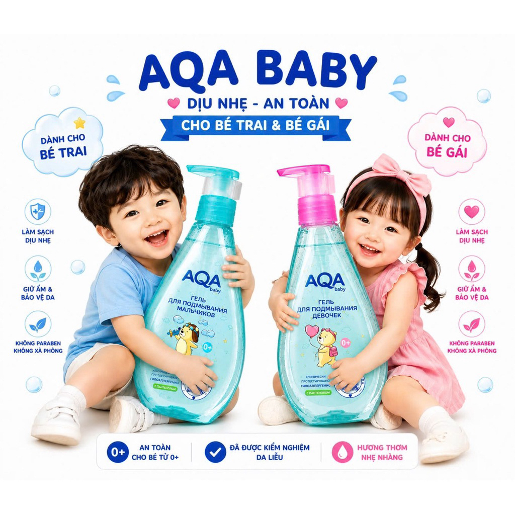 Dung dịch vệ sinh bé gái / trai AQA baby