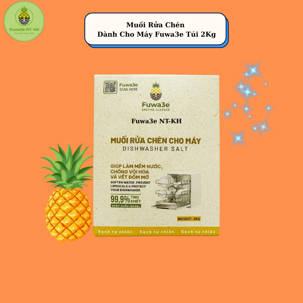 Muối Rửa Chén Cho Máy Thương Hiệu Fuwa3e Thành Phần  99% NaCl Giúp Bảo Vệ Máy & Chống Vôi Hóa