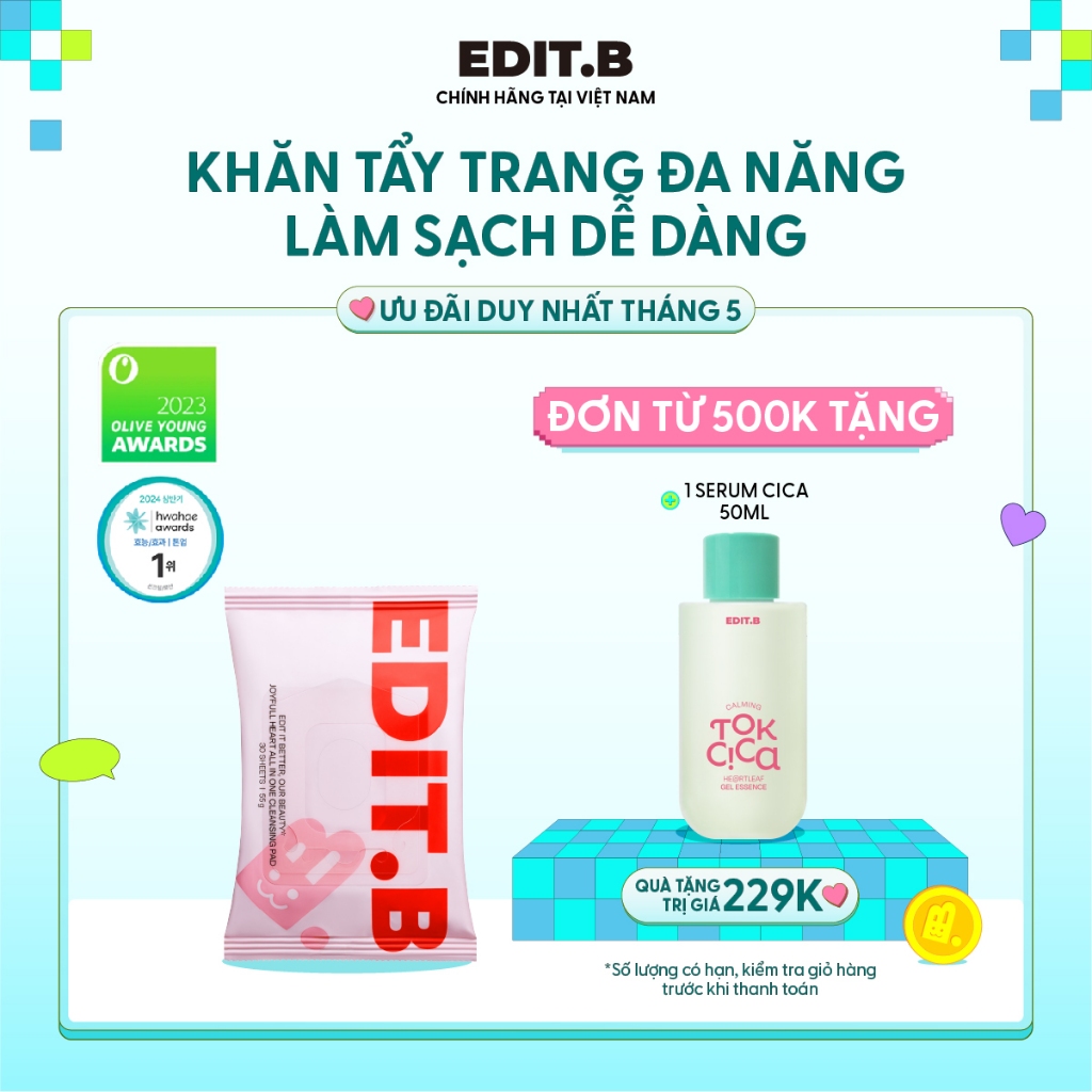 Tẩy trang đa năng EDIT.B - GÓI 30 MIẾNG
