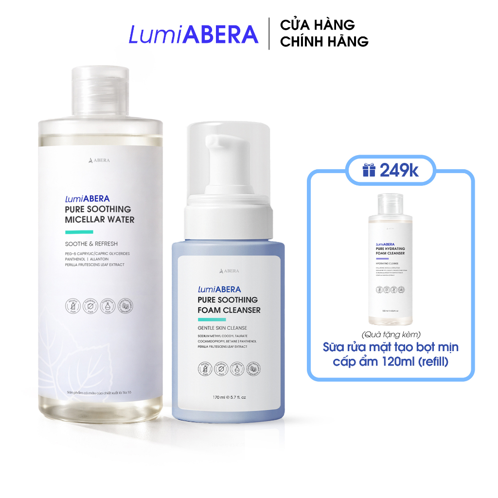 [Mua 2 tặng 1] Combo Nước Tẩy Trang 380ml & Bọt Rửa Mặt 170ml - Tặng 1 BRM 120ml - Sạch Thoáng Bụi M
