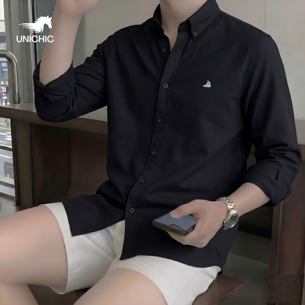 Áo Sơ Mi Nam Tay Dài Thuận Buồm Xuôi Gió Vải Oxford Premium Thoáng Mát Form Dáng Rộng Unichic SMTBXG