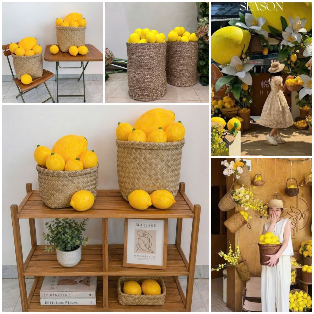 Sỉ combo 30 mô hình xốp quả chanh decor trang trí quán cafe, cửa hàng, decor mùa hè xốp cứng đặc tạo
