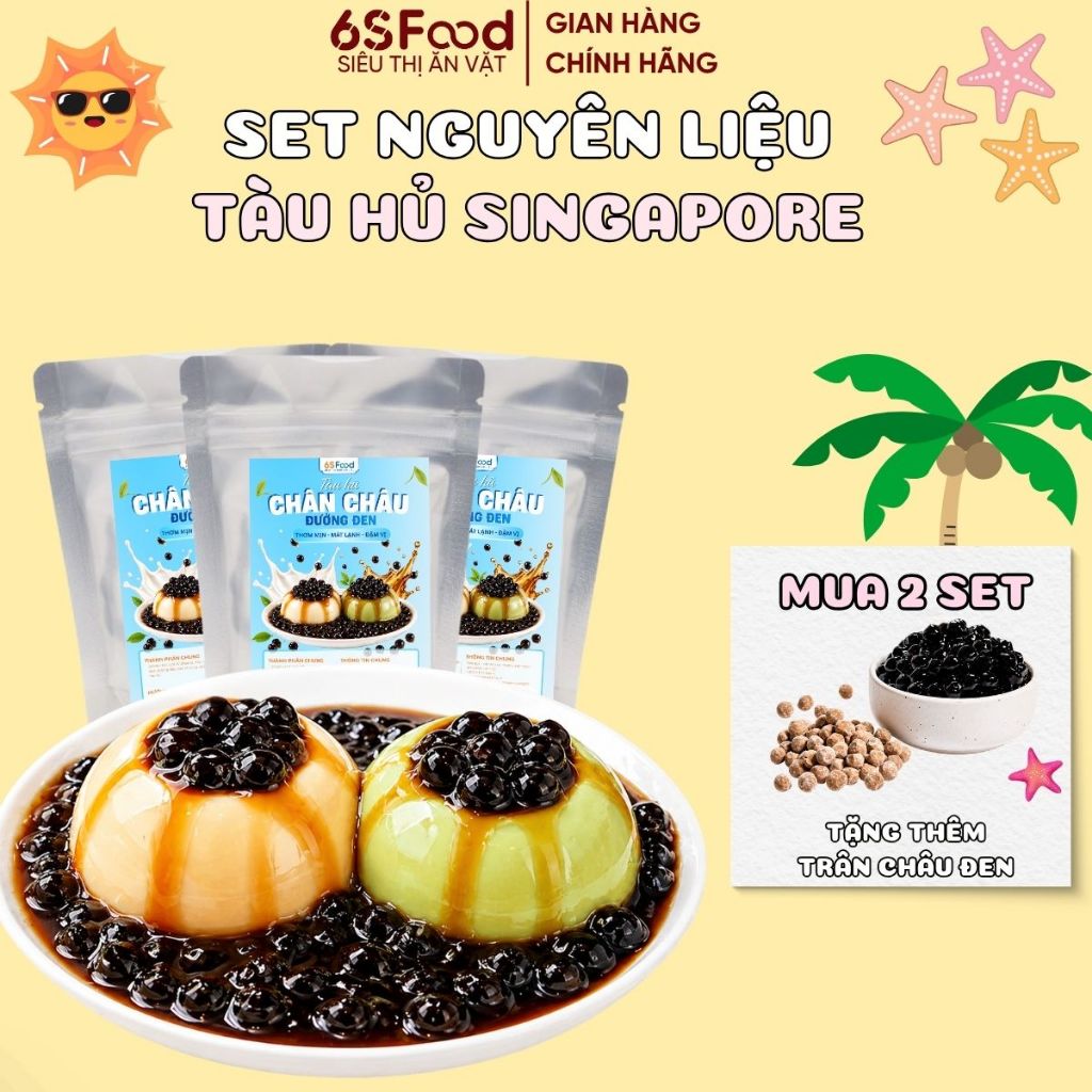 Set nguyên liệu làm Tàu Hũ Singapore trân châu đường đen thành phẩm 20 chén - 6SFOOD