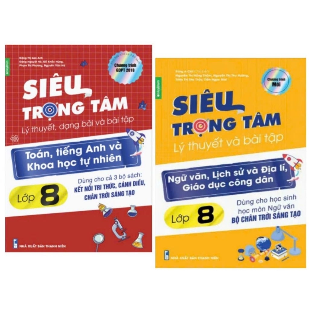Combo 2 Cuốn Siêu Trọng Tâm Lớp 8 Toán Tiếng Anh KHTN & Văn KHXH Chân Trời Sáng Tạo