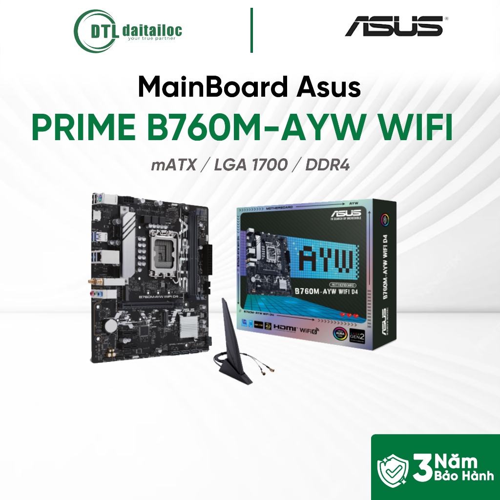 Main Asus PRIME B760M-AYW WIFI DDR4 / mATX / LGA 1700 | Chính Hãng | Bảo Hành 36 tháng