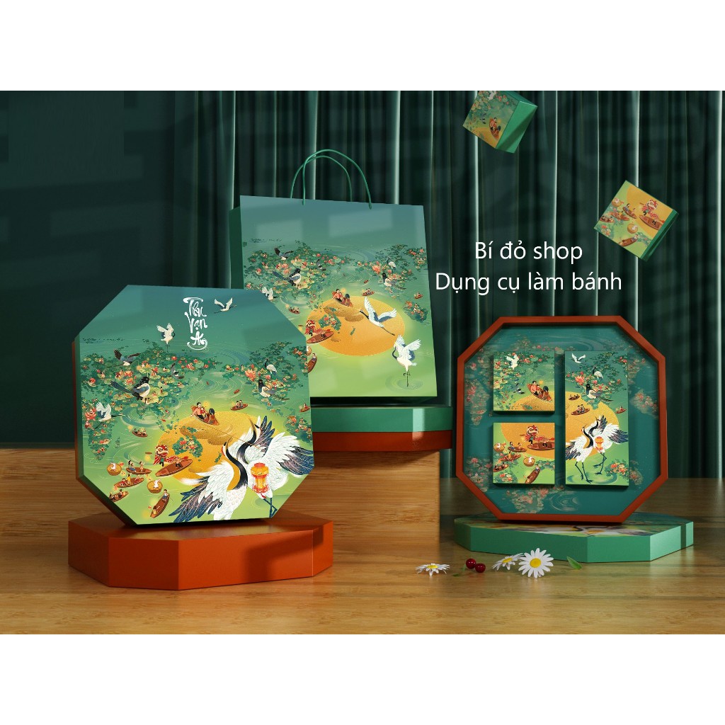 Set 5 Hộp trung thu 4 bánh 150g - 250g KIM SƠN hộp đựng bánh trung thu 2025 - Bí đỏ Shop Dụng cụ làm