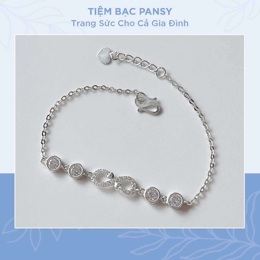 Lắc tay bạc nữ PANSY hoạ tiết vô cực mix dây mảnh cá tính - Vòng tay nữ bạc ta thật đẹp