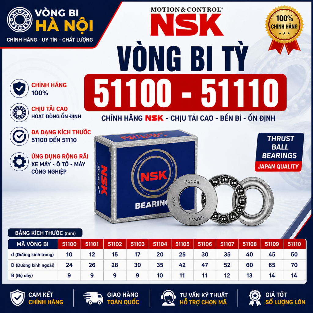 Vòng Bi Tỳ 51103 NSK – Bạc Đạn Tỳ 51103 Chất Lượng Cao, Chạy Êm, Ít Hao Mòn – Vòng Bi Hà Nội