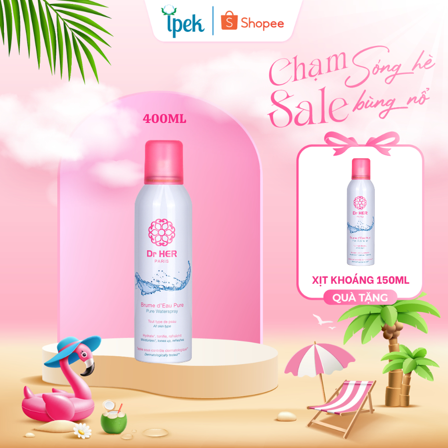 Xịt khoáng Dr HER Paris 150ML, 400ML Xịt Khoáng Giúp Cấp Ẩm Làm Dịu Mát Da Phục Hồi Da