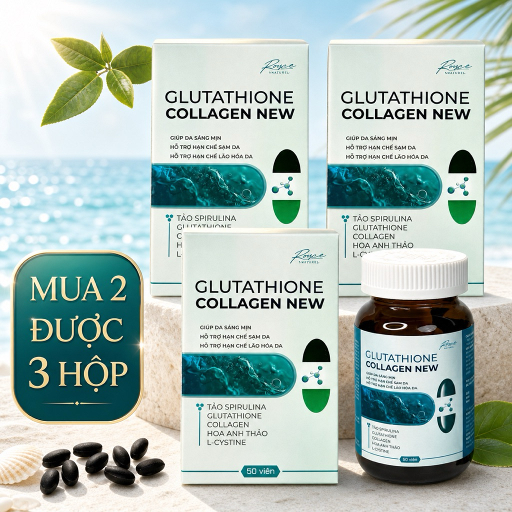 Glutathione hỗ trợ SÁNG DA, TRẺ MỊN DA CHÍNH HÃNG HIỆU QUẢ NHANH 50 Viên ROYCE Thực Phẩm Bảo Vệ Sức 