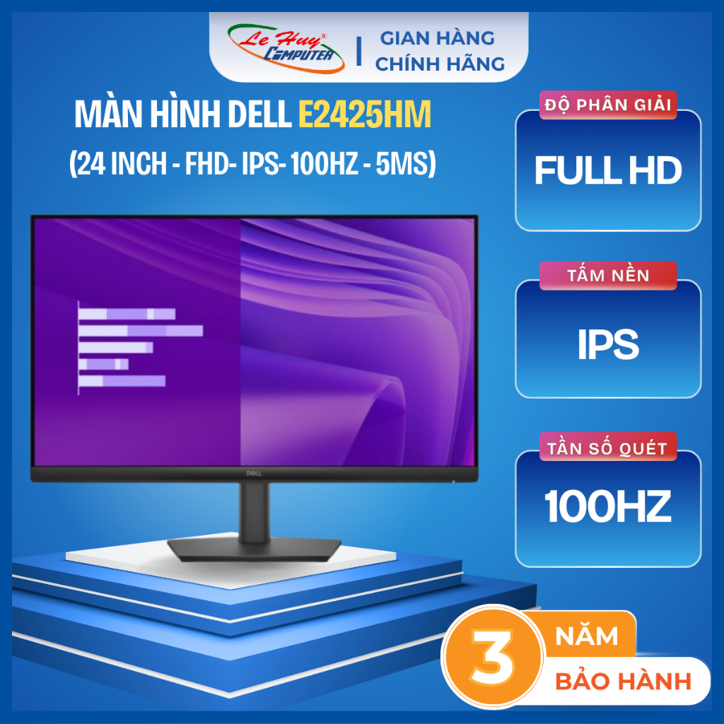 Màn Hình Dell E2425HM (23.8 inch - IPS - FHD - 100Hz- 5ms) - Hàng Chính Hãng