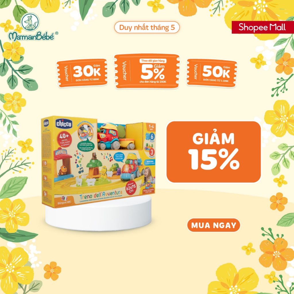 (MamanBébé chính hãng) Tàu hỏa song ngữ ABC Chicco