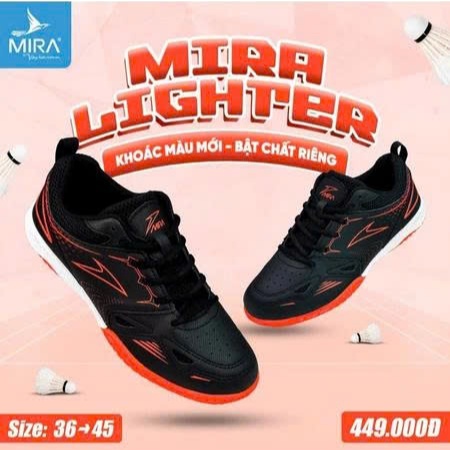 [TẶNG VỚ CAO CẤP] Giày Cầu Lông MIRA LIGHTER Unisex Êm chân, Đế Cao Su Chống Trượt, Chất Liệu Cao Cấ
