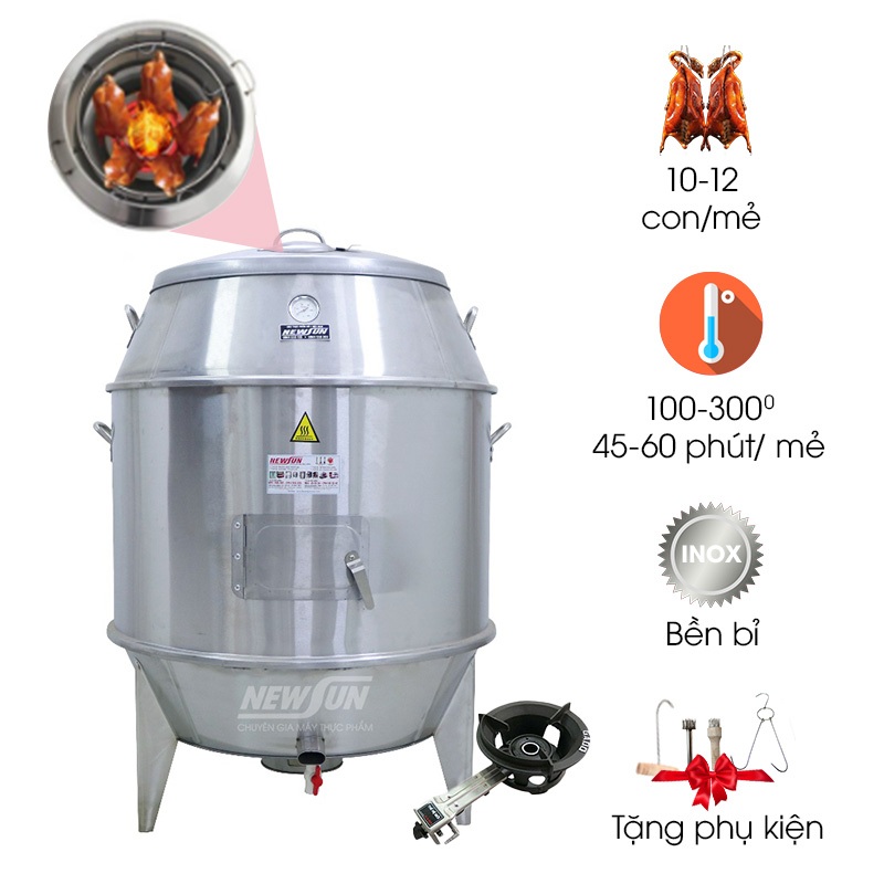 Lu quay, Lò quay gà vịt heo bằng gas 90 NEWSUN - (Gía bán chưa bao gồm phí Newsun vận chuyển) Tặng 1