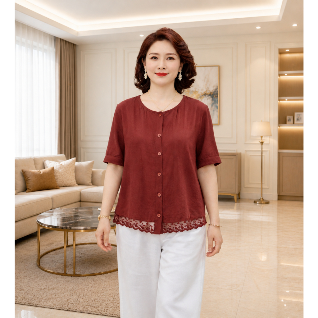 AZ1 - ÁO TRUNG NIÊN VẢI ĐŨI XƯỚC MỎNG MÁT - PHOM SUÔNG GIẤU BỤNG