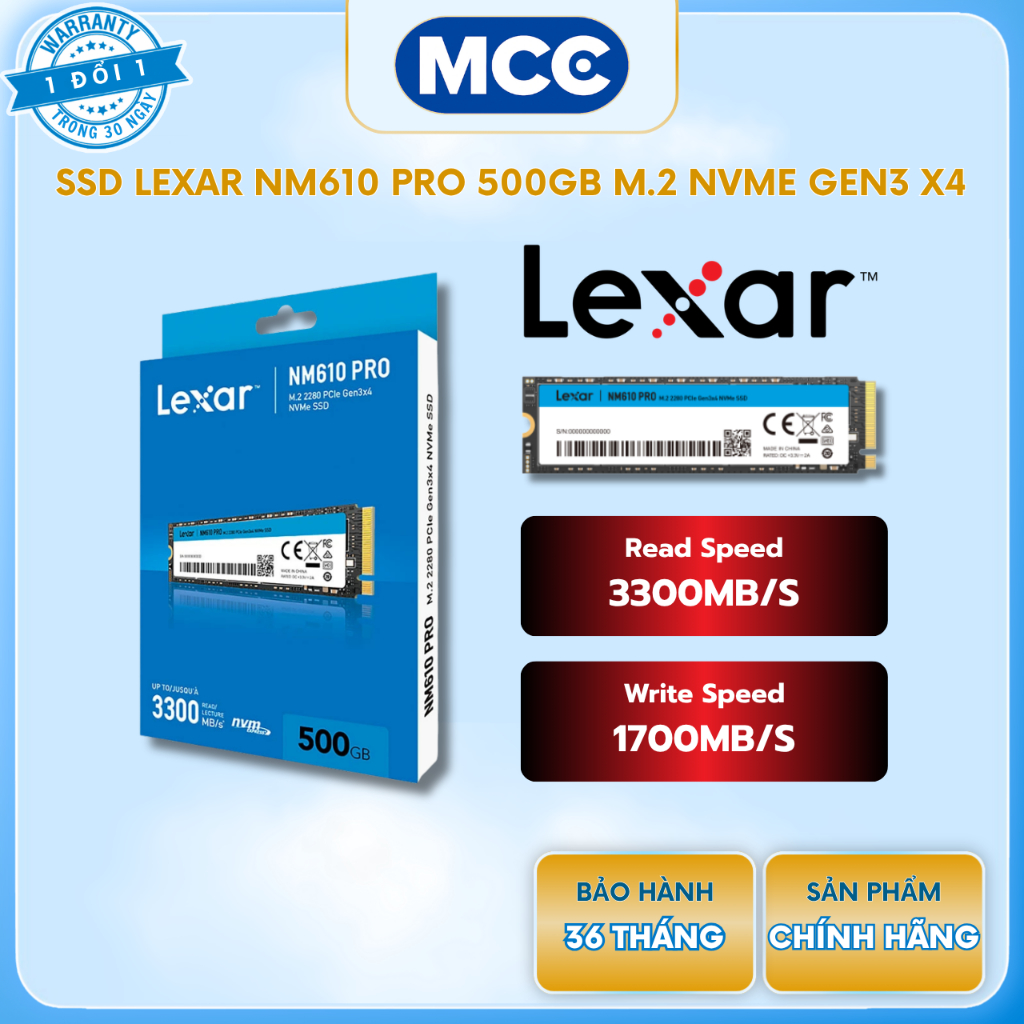 SSD Lexar NM610 Pro 500GB M.2 NVMe 2280 Gen3x4