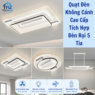 Quạt Đèn Trần Không Cánh Decor–Điều Khiển Từ Xa,6 Tốc Độ Gió,Đèn LED 3 Chế Độ,Phong Cách Hiện Đại