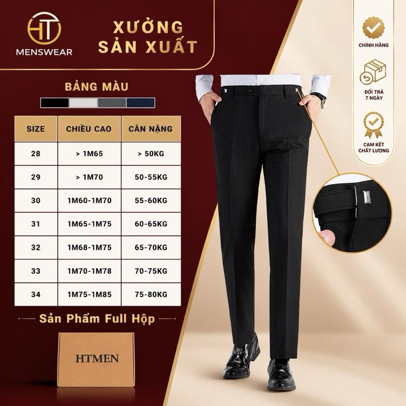 Quần âu cạp trượt HTMenswear vải Tuytsi79 Luxury cao cấp, quần tây nam sidetab cạp điều chỉnh dáng s