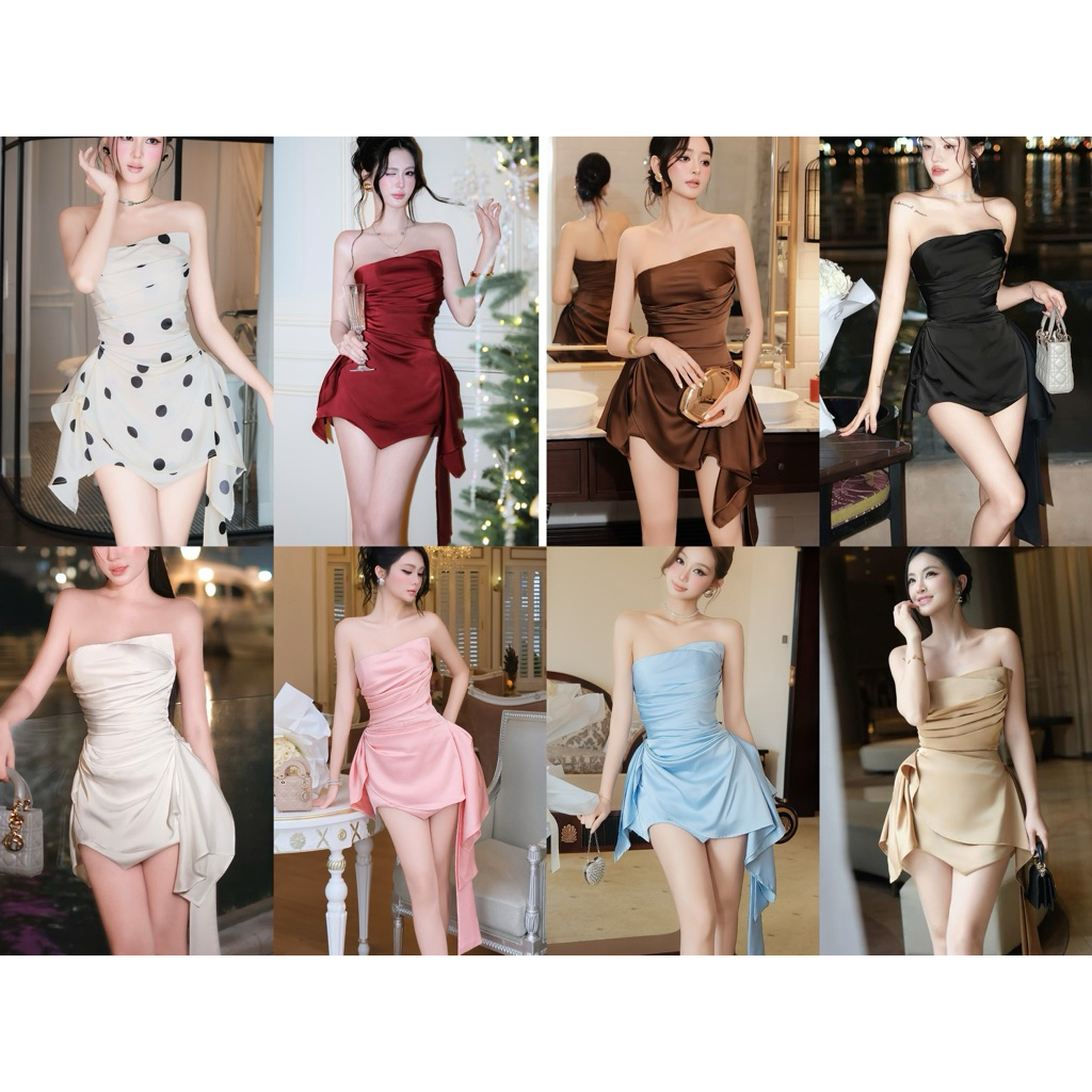 [MMUSE STORE] VIDEO - Đầm lụa cúp ngực nhún bèo vạt siêu xinh đáng yêu best seller Mmuse Store