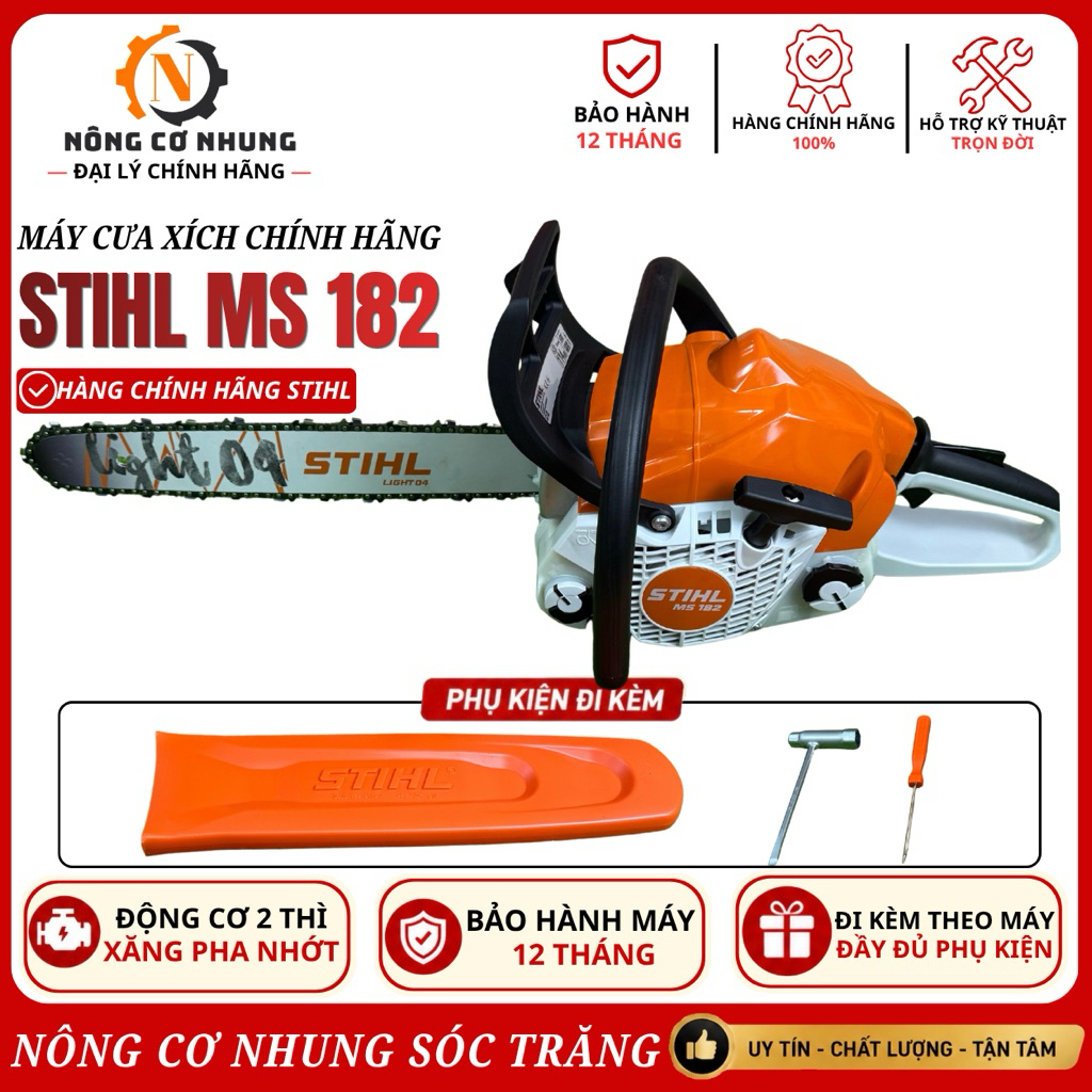 Máy Cưa Xích STIHL MS 182 - Đầy Đủ Phụ Kiện Lam Xích 18 Inch - Nhập Khẩu Chính Hãng