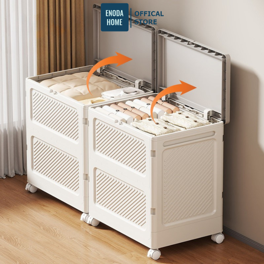 Hộp Đựng Quần Áo Gấp Gọn ENODA HOME, Thùng Đựng Quần Áo Cho Gia Đình Có Bánh Xe, Kín Đáo Chống Bụi Bẩn Q043
