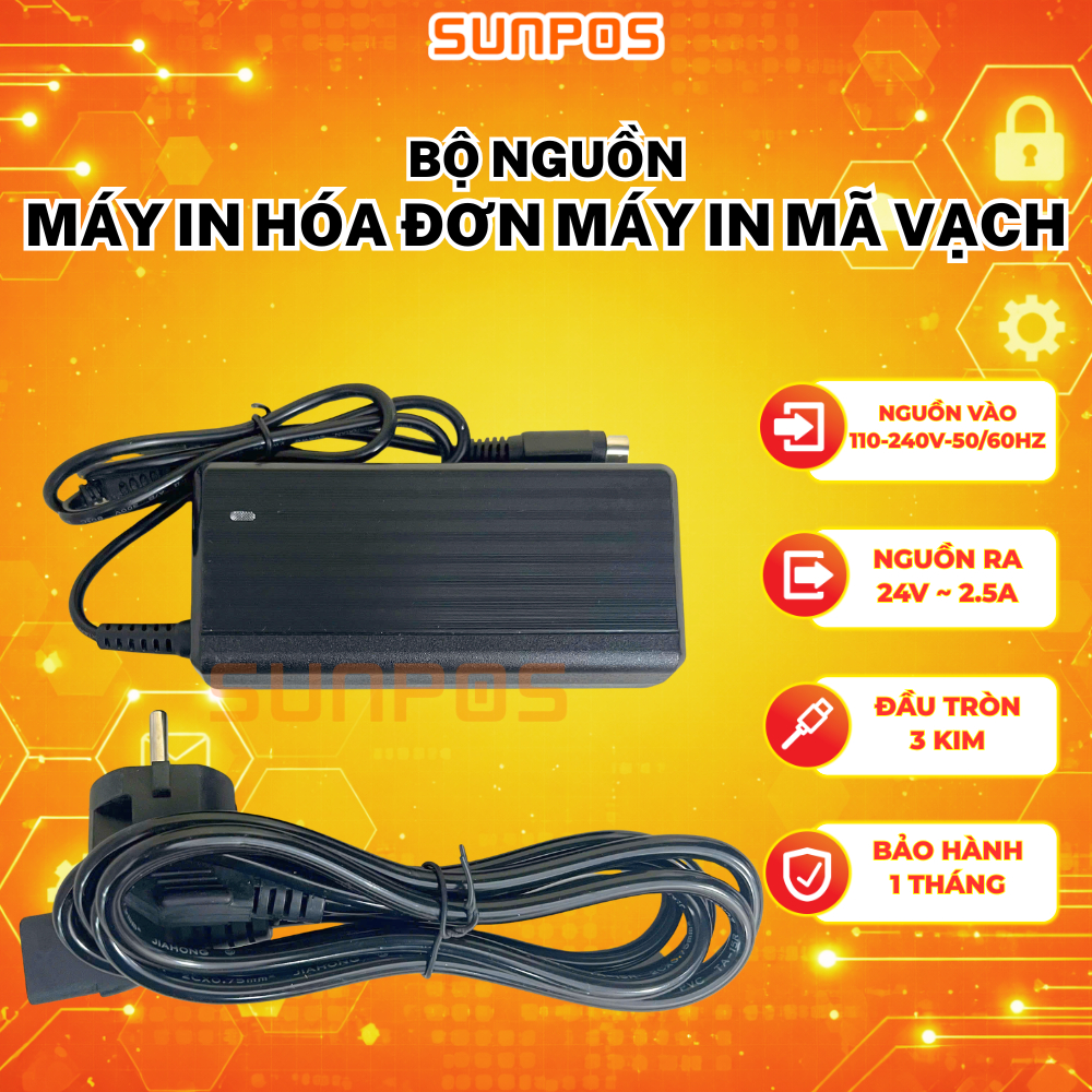BỘ NGUỒN MÁY IN HÓA ĐƠN, MÁY IN MÃ VẠCH, DÀNH CHO CÁC DÒNG MÁY GPRINTER, ZYWELL...