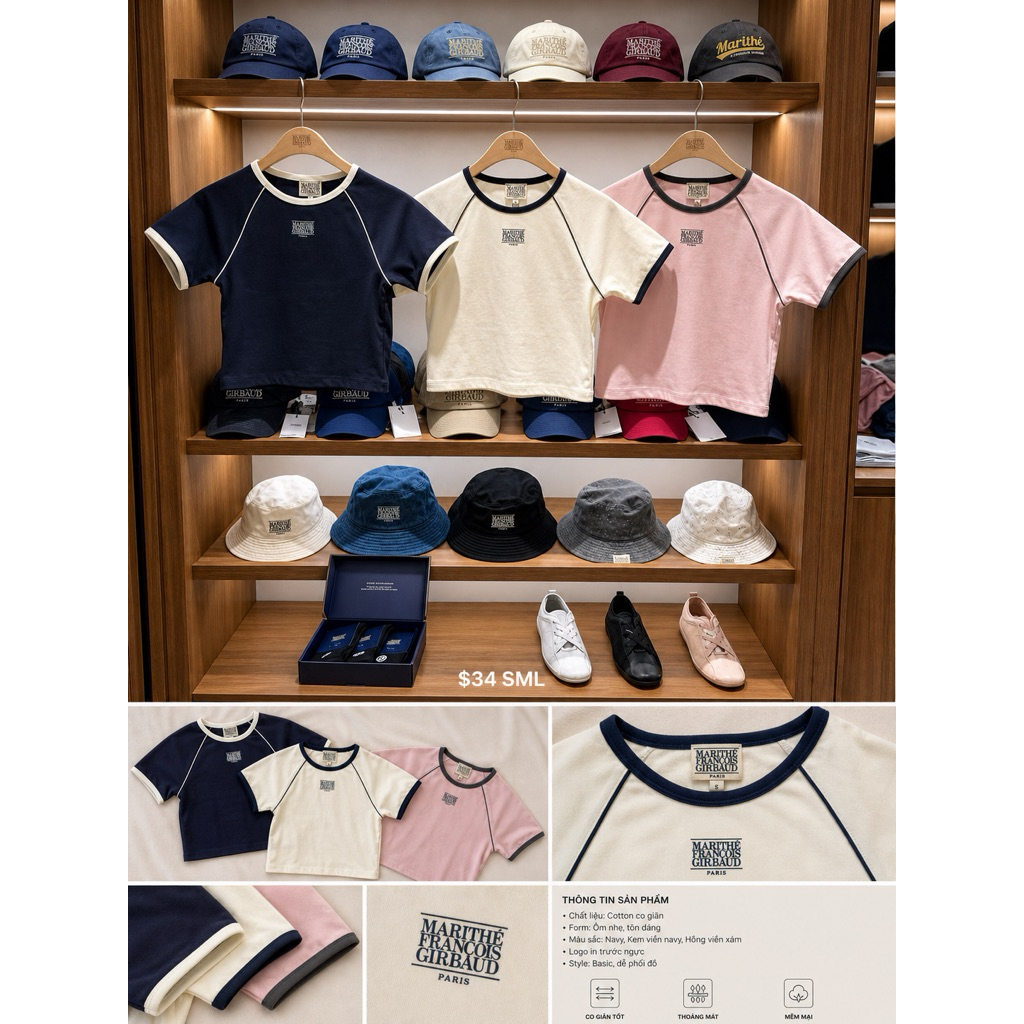 [Auth] Áo Marithe BLOCK STRIPE TEE