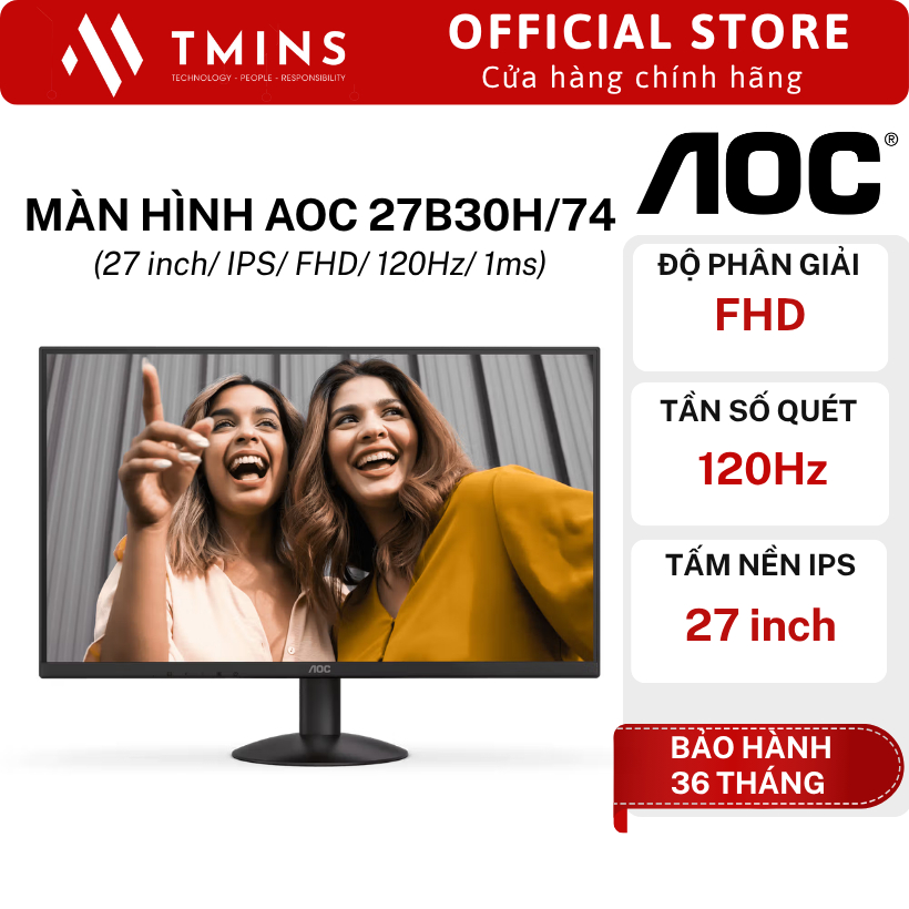 Màn Hình AOC 27B30H/74 (27 inch/ IPS/ FHD/ 120Hz/ 1ms) - Hàng chính hãng