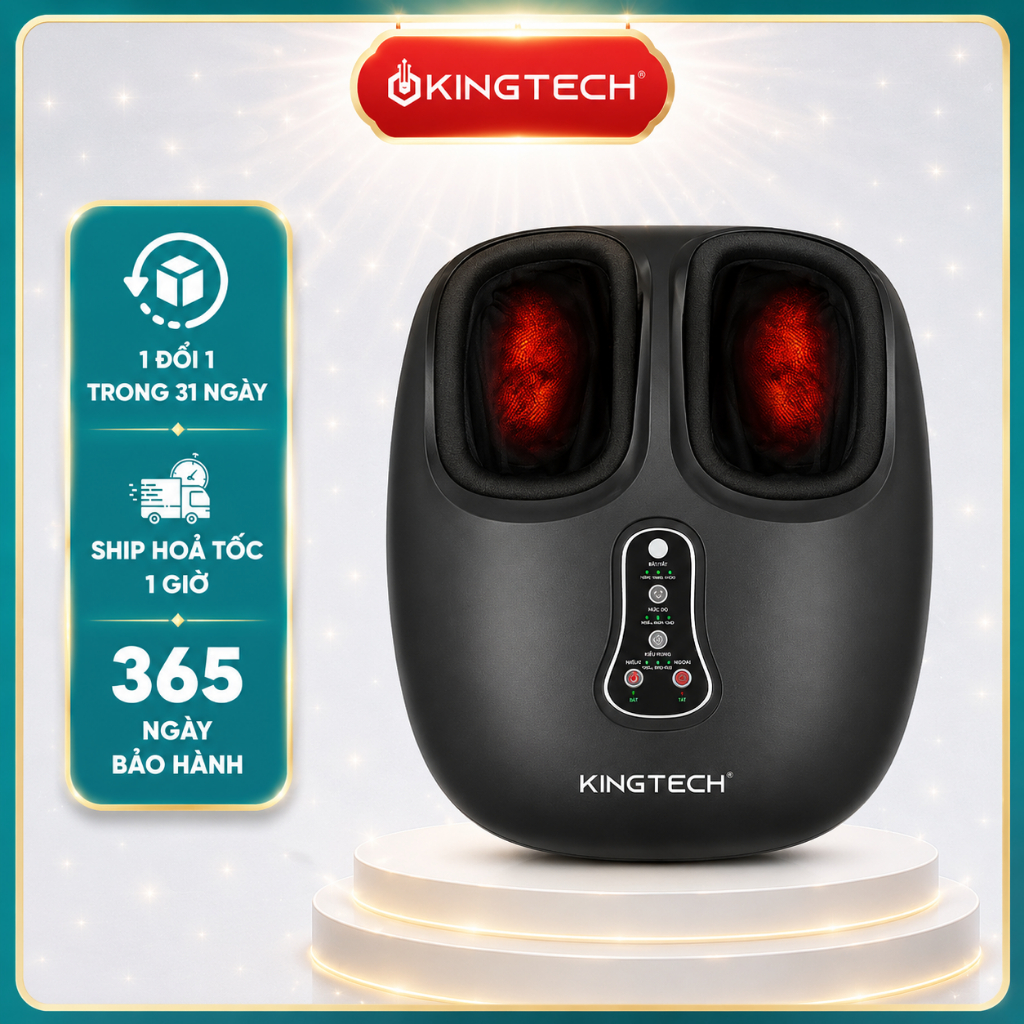 Máy Massage Chân KINGTECH G8 - Chức Năng Nhiệt, Rung, Day Ấn, Túi Khí  – Giảm Đau Gót Chân, Gan Bàn 